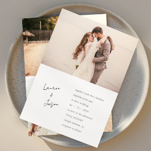 Minimalist Black & White 4 Photo Wedding Invitation