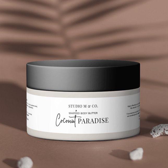 Minimalist Black & White 4OZ 120g Cosmetic Jar Wrap Around Label (Elevate your skincare containers with this stylish black and white jar wrap around label)