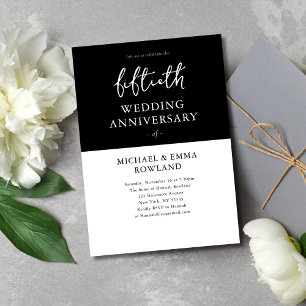 Minimalist Black & White 50th Wedding Anniversary Invitation