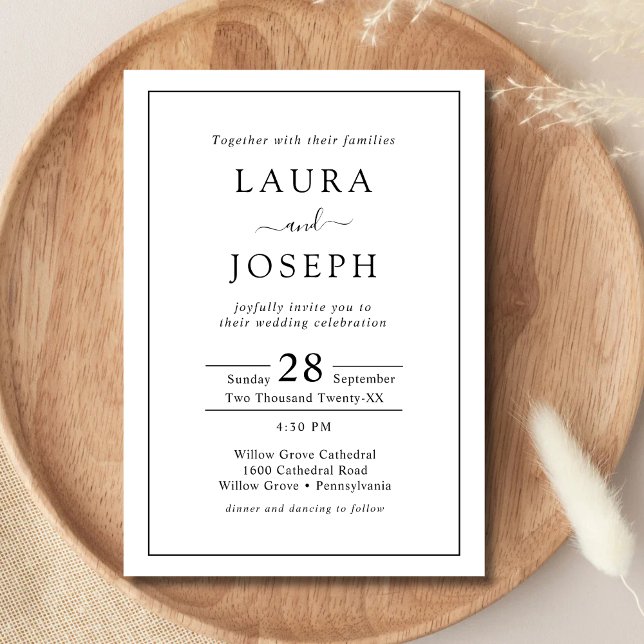 Minimalist Black & White All In One Wedding Invitation (Creator Uploaded)