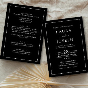 Minimalist Black & White All In One Wedding Invitation