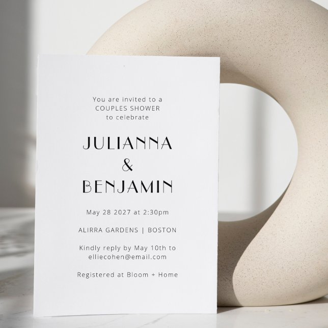 Minimalist  Black White Art Deco Couples Shower Invitation (Creator Uploaded)