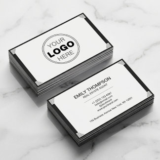 Minimalist Black White Art Deco Logo Business Card