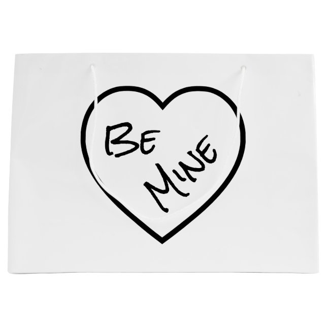 Minimalist Black & White Be Mine Personalised Large Gift Bag (Front)