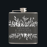 Minimalist Black White Botanical Custom Wedding   Hip Flask<br><div class="desc">Celebrate your special day in style with this Minimalist Black and White Ink Botanical Custom Wedding Flask. Featuring a chic black and white design with delicate hand-drawn botanical details, this flask combines modern simplicity with timeless elegance. Perfect as a unique favour for your bridal party, groomsmen, or wedding guests, it...</div>