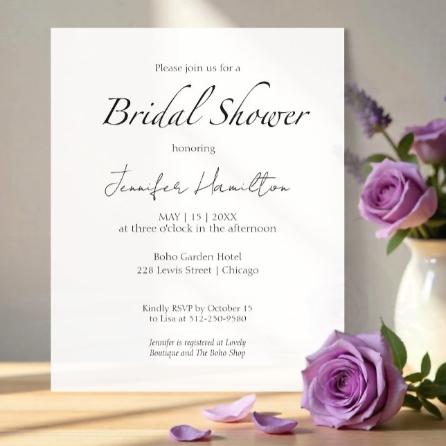 Minimalist Black & White Bridal Shower Invitation (Creator Uploaded)