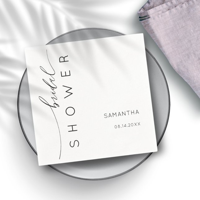 Minimalist Black & White Bridal Shower Napkin (Creator Uploaded)