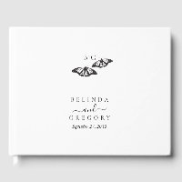 Minimalist Black White Butterfly Monogram Wedding