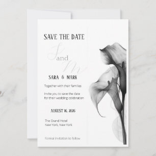 Minimalist Black & White Calla Lily Save the Date 