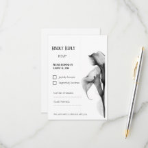 Minimalist Black & White Calla Lily Wedding RSVP R