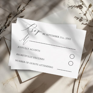 Minimalist Black & White Calligraphy Wedding RSVP Card