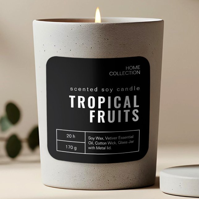 Minimalist Black & White Candle Labels Stickers (Minimalist Black & White Candle Labels Stickers )