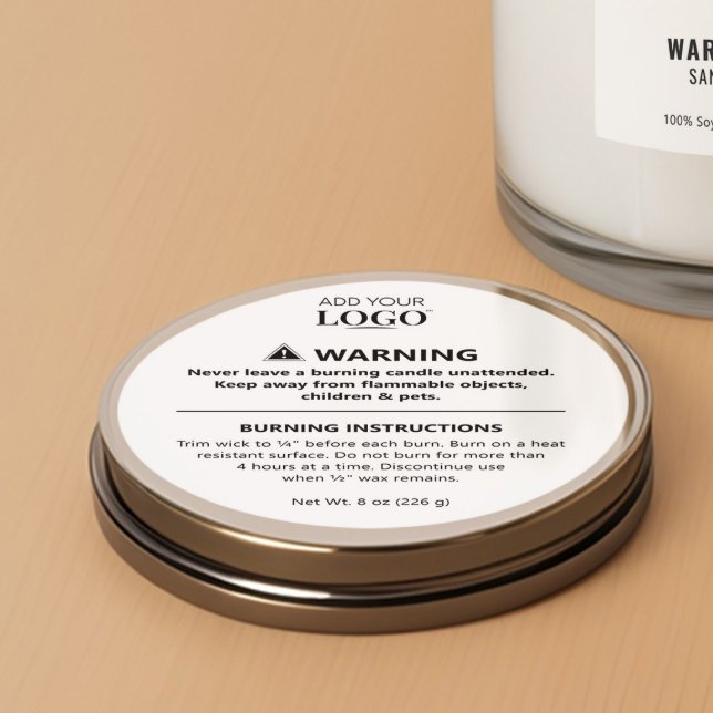 Minimalist Black & White Candle Warning Safety  Classic Round Sticker (Creator Uploaded)