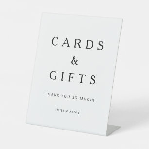 Minimalist Black & White Cards And Gifts Wedding Pedestal Sign