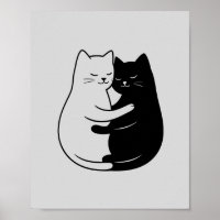 Minimalist Black & White Cat Art for Home