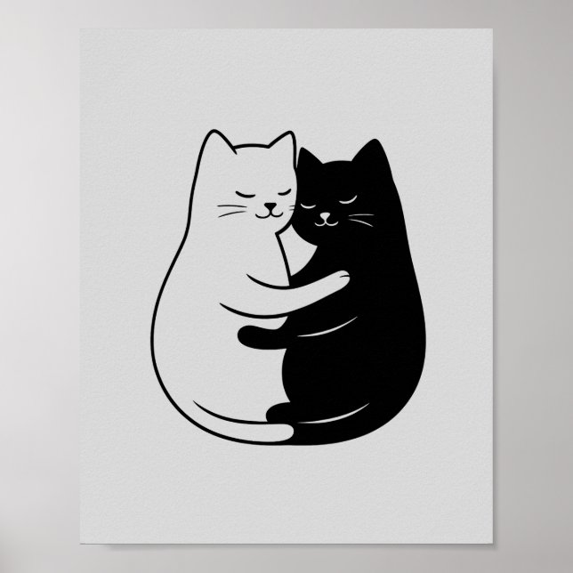 Minimalist Black & White Cat Art for Home Poster (Front)