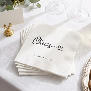 Minimalist Black White Cheers Wedding Shower Napkin