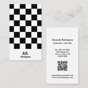 Minimalist Black White Chequered Business Card