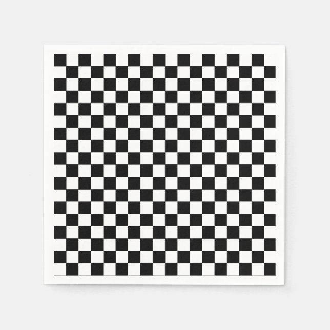 Minimalist Black White chequered pattern  Napkin (Front)