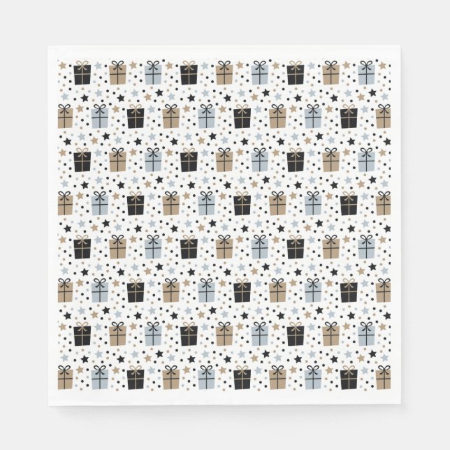 Minimalist Black White Christmas Party Paper Napkin (Front)