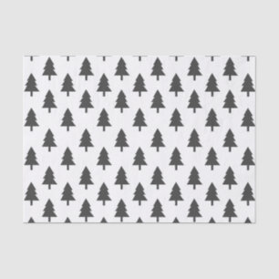 Minimalist Black White Christmas Tree Pattern Tissue Paper