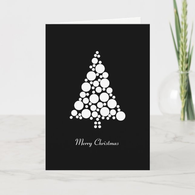 Minimalist Black & White Circle Christmas Card (Front)
