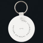 Minimalist Black White Circle Monogram Logo Key Ring<br><div class="desc">Minimalist Modern Circle Monogram Black and White Business Logo Keychain</div>