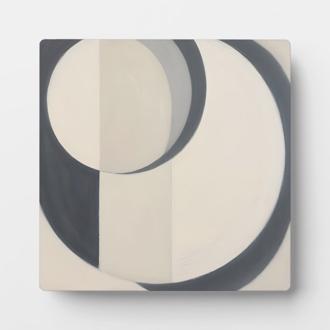 Minimalist Black White Circles Art Plaque (Front)