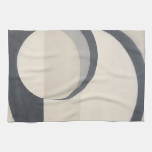 Minimalist Black White Circles Art Tea Towel