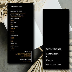 Minimalist Black White Classic Wedding Program Invitation