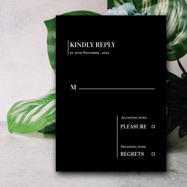Minimalist Black White Contemporary Wedding RSVP Card (Minimalist Black White Contemporary Wedding RSVP Card)