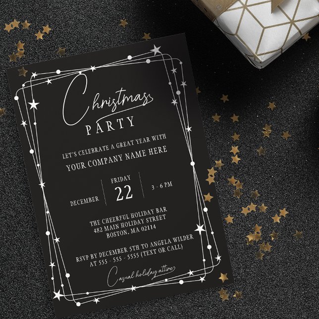 Minimalist Black & White Corporate Christmas Party Invitation (Creator Uploaded)