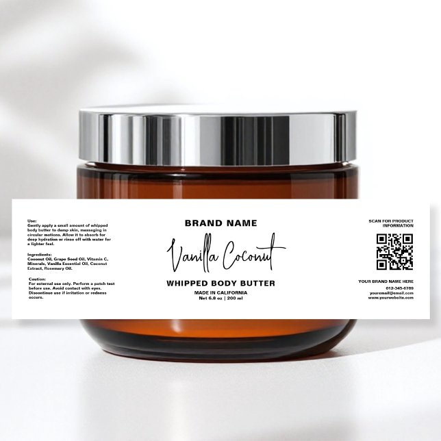 Minimalist Black White Cosmetic Jar Wrapper Water Bottle Label (Creator Uploaded)