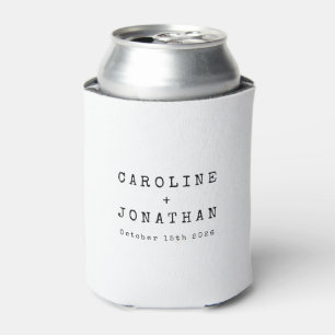 Minimalist Black White Couple Names Wedding Favour Can Cooler