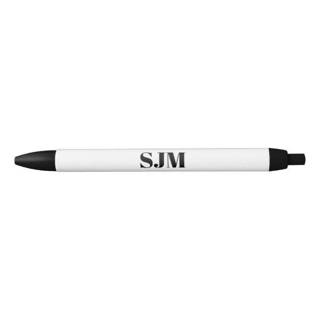 Minimalist black white custom monogram initials  ink pen (Front)