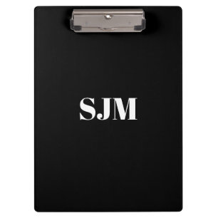 Minimalist black white Custom monogram name Clipboard