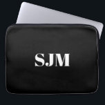 Minimalist black white Custom monogram name Laptop Sleeve<br><div class="desc">Minimalist elegant black white Custom monogram name laptop sleeve,  Laptop Case</div>
