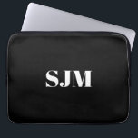 Minimalist black white Custom monogram name Laptop Sleeve<br><div class="desc">Minimalist elegant black white Custom monogram name laptop sleeve,  Laptop Case</div>