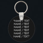 Minimalist black white custom monogram name text  key ring<br><div class="desc">Minimalist black and white custom name text monogram keychain. 
Customize,  personalize it with name,  quote,  phrase,  or text.</div>