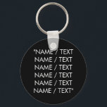 Minimalist black white custom monogram name text  key ring<br><div class="desc">Minimalist black and white custom name text monogram keychain. 
Customize,  personalize it with name,  quote,  phrase,  or text.</div>