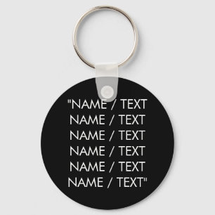 Minimalist black white custom monogram name text key ring