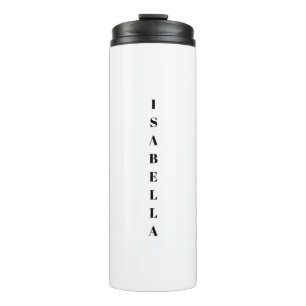 Minimalist black white custom vertical serif name  thermal tumbler