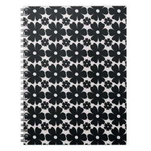 Minimalist black & white daisy pattern notebook
