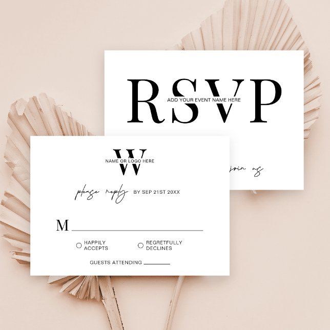 Minimalist Black & White Dinner Business Event RSVP Card (Creator Uploaded)