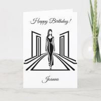 Minimalist Black & White Diva-Happy Birthday Card