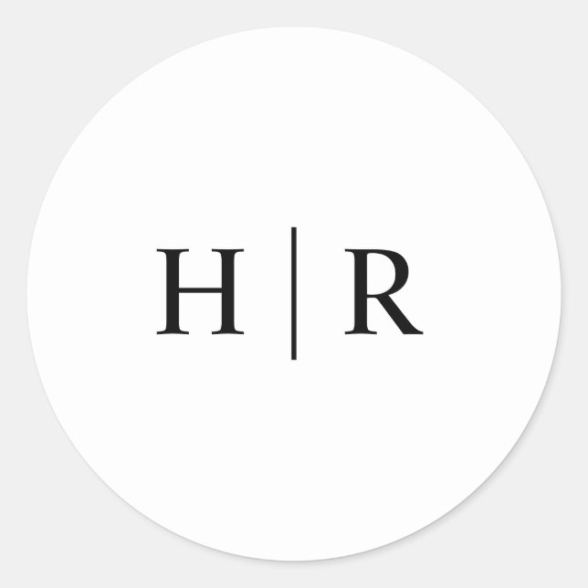 Minimalist Black White Elegant Classic Monogram Classic Round Sticker (Front)