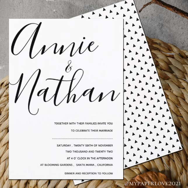 Minimalist Black White Elegant Cute Script Wedding (Creator Uploaded)