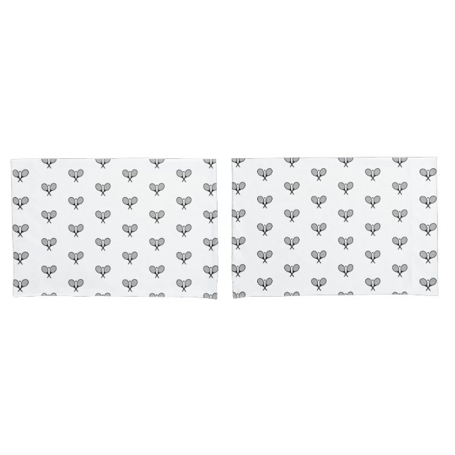 Minimalist Black & White Elegant Tennis Rackets  Pillowcase (Front-Set)