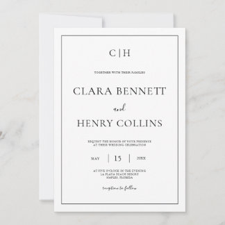 Minimalist Black White Elegant Wedding Invitation