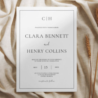 Minimalist Black White Elegant Wedding Invitation